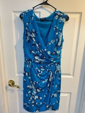 Chaps xl blue floral dress